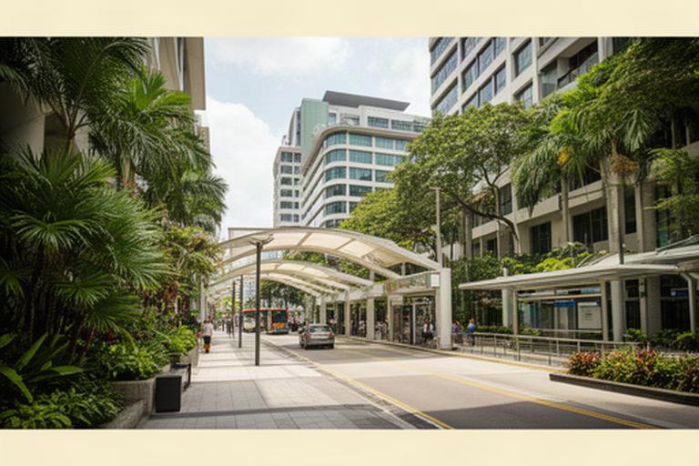 Singapore office street with shaded walkways and nearby public transport in a central neighbourhood